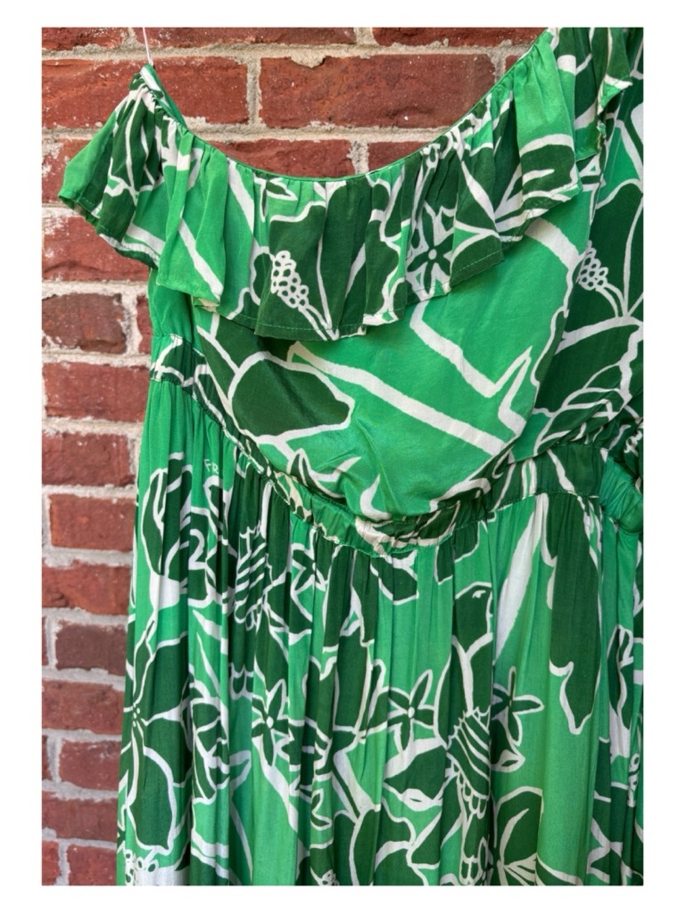 NWOT Anthropologie Farm Rio Printed One Shoulder Ruffle Dress in Living Nature M - Picture 14 of 16